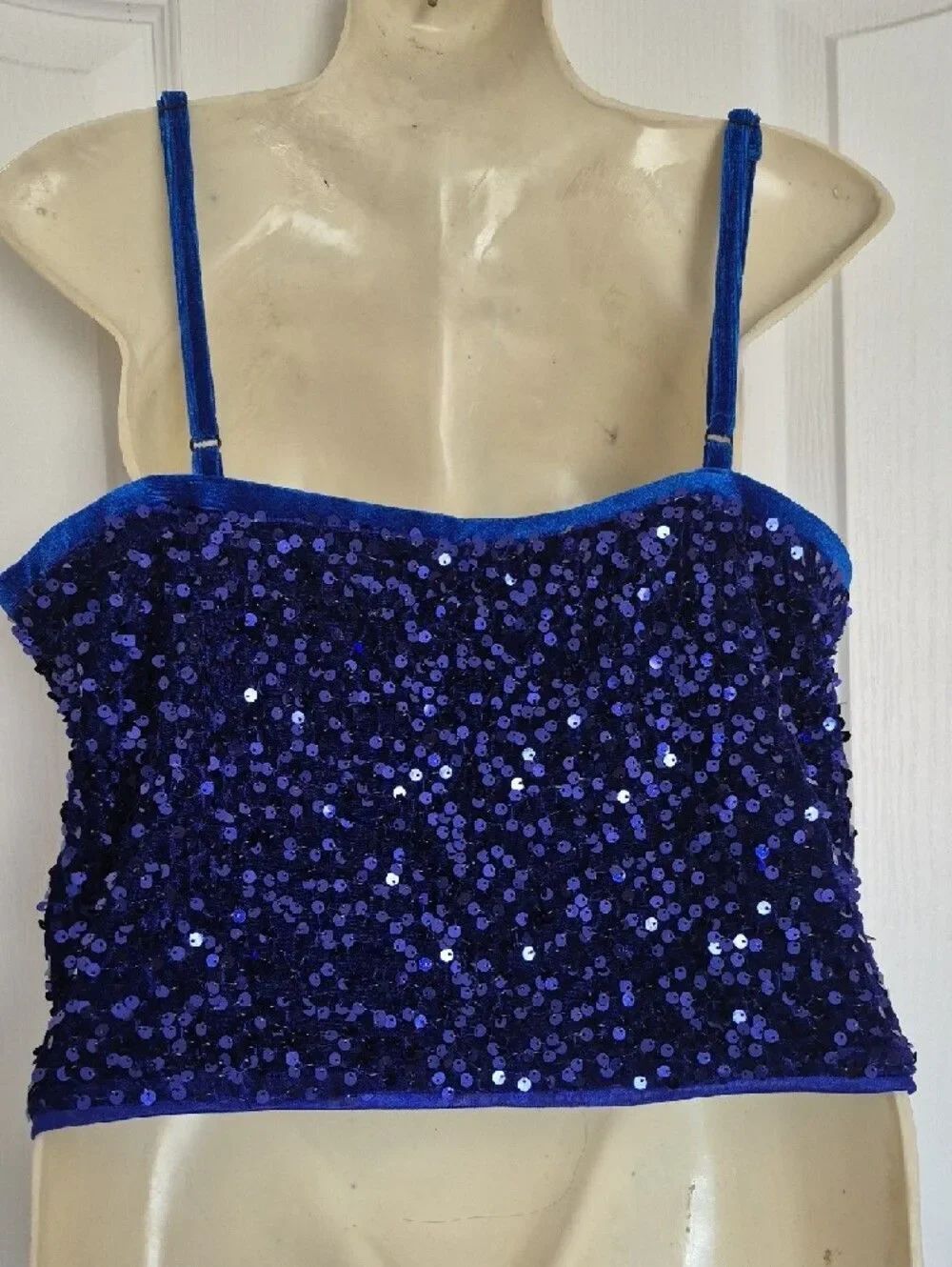 Royal Blue Sequin Spaghetti Strap Camisole - Picture 4 of 16